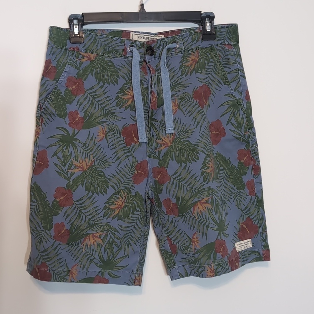 Vintage Genes Slim Fit Flat Front Flower Pattern Shorts